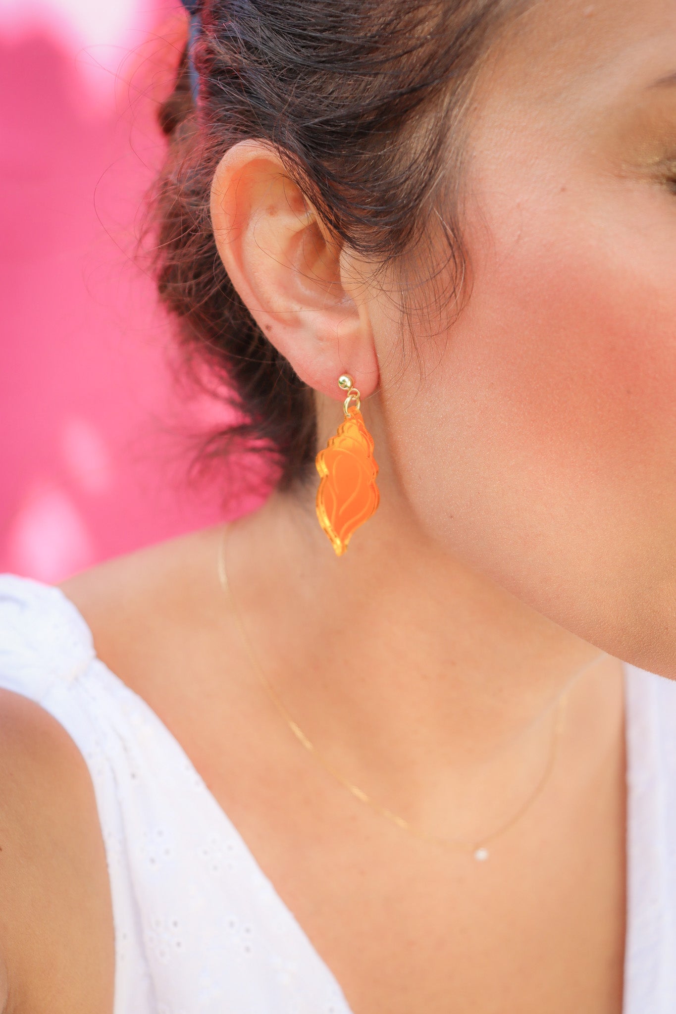 Boucles d'oreilles Coquillage Miroir Orange