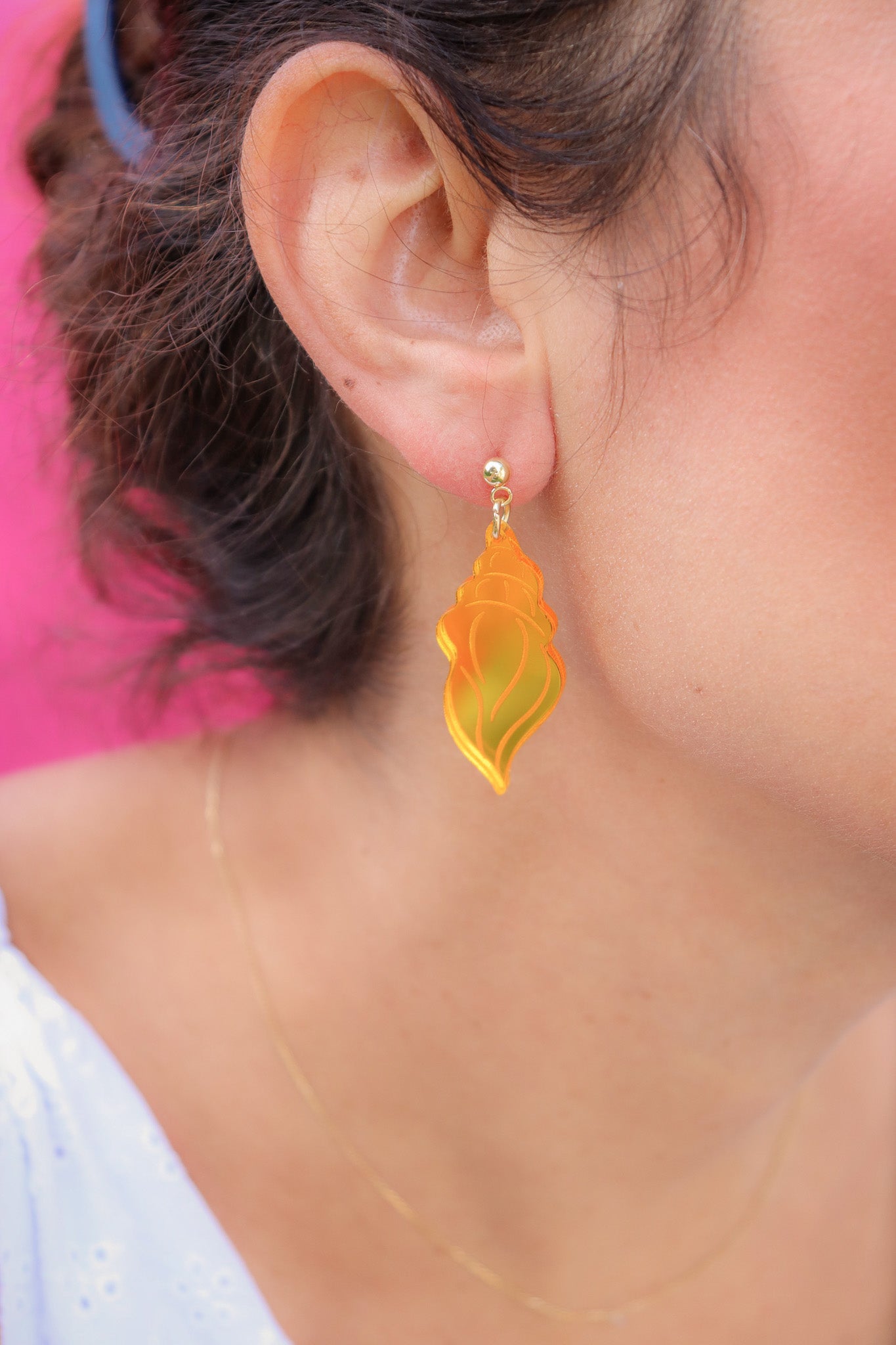 Boucles d'oreilles Coquillage Miroir Orange