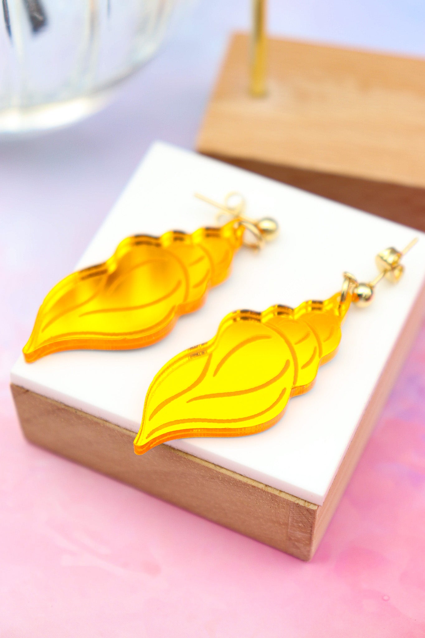 Boucles d'oreilles Coquillage Miroir Orange