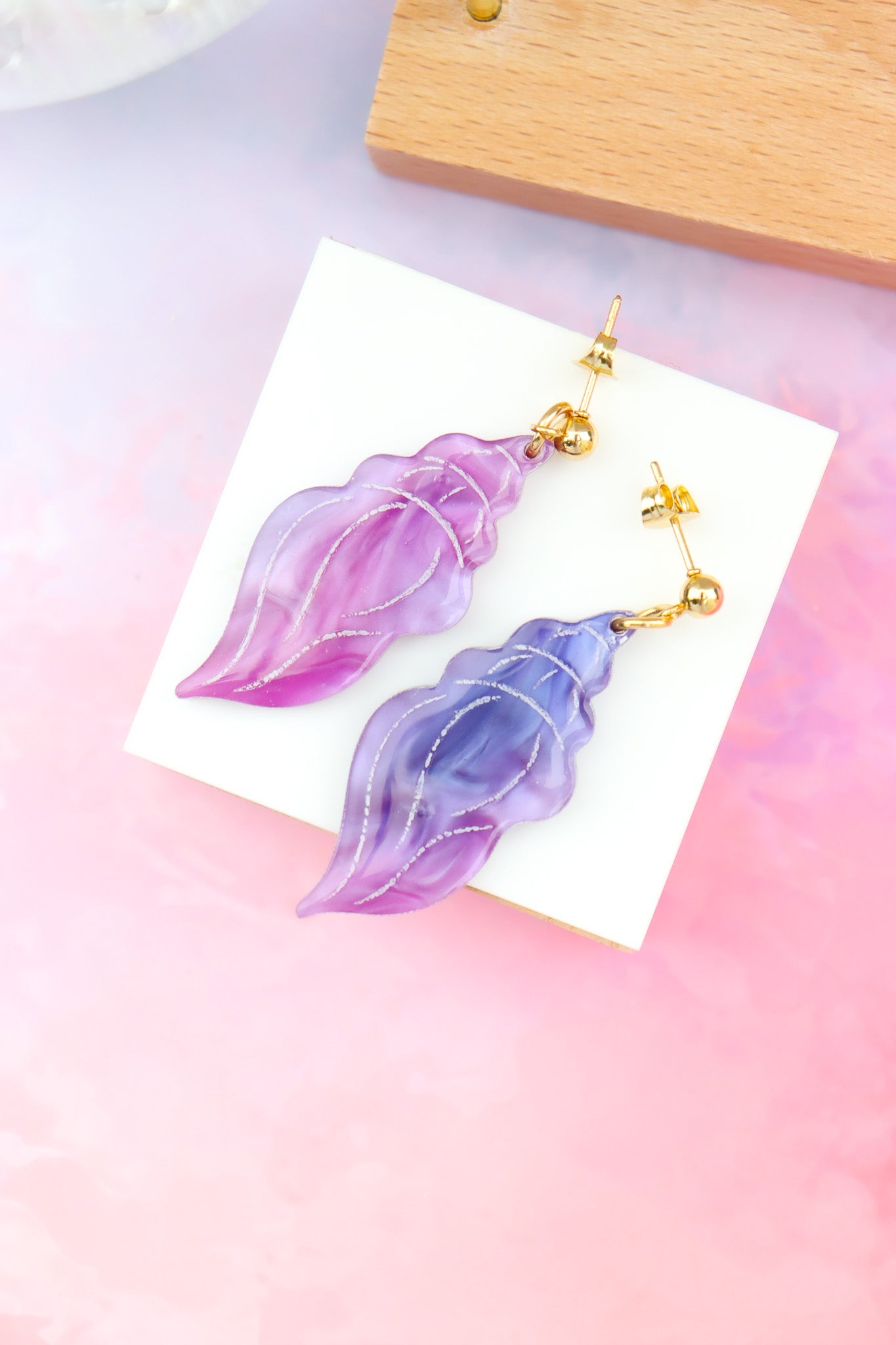 Boucles d'oreilles Coquillage Nacré violet rose