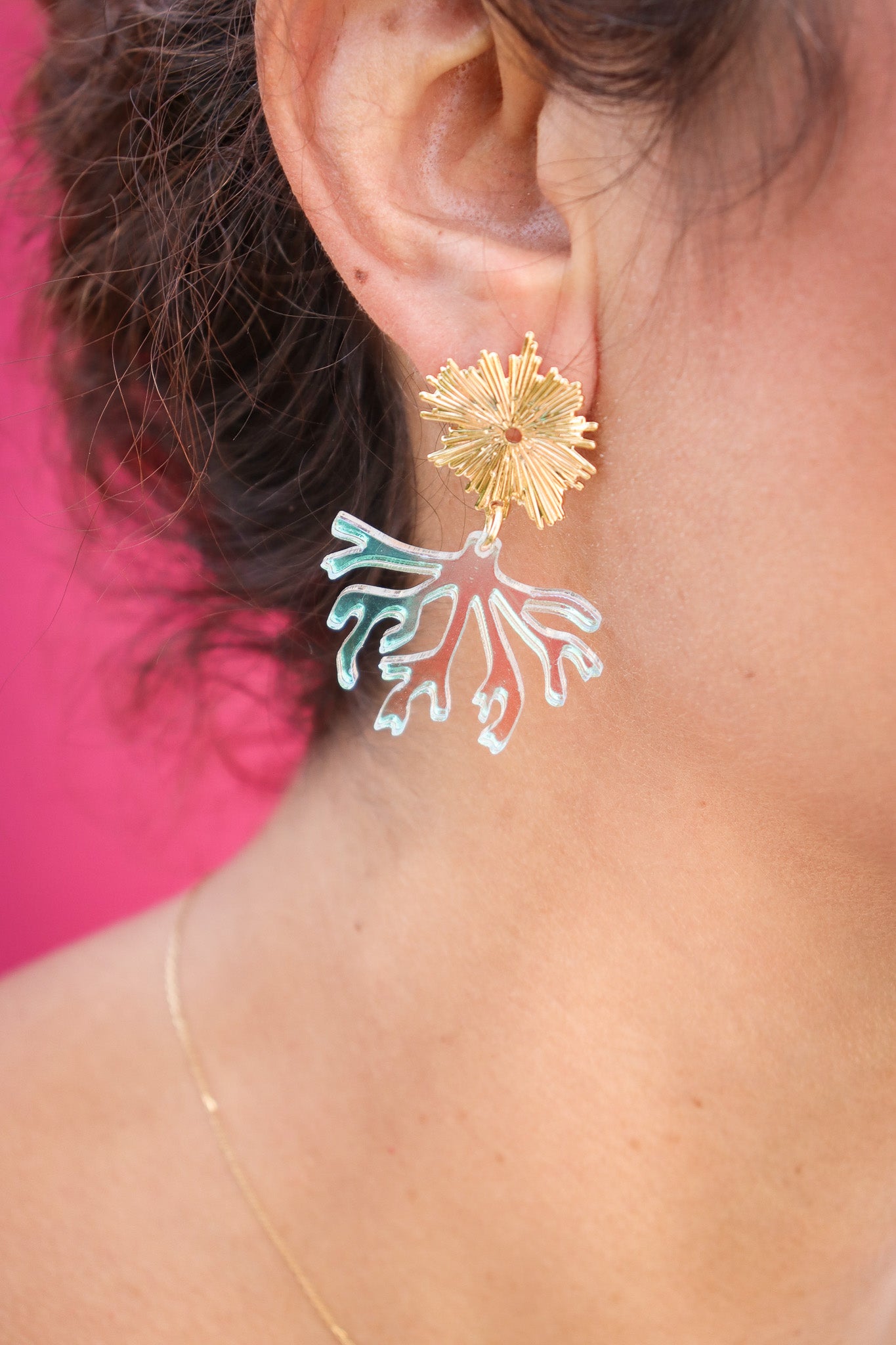 Boucles d'oreilles Corail Holographique