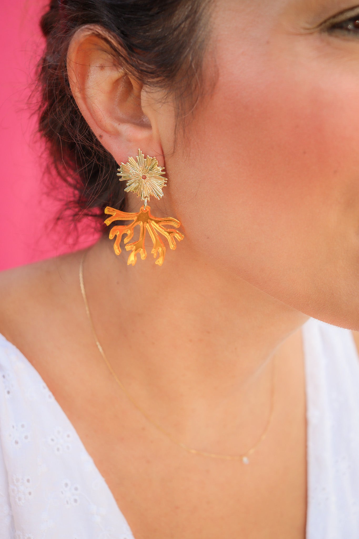 Boucles d'oreilles Corail Miroir Orange