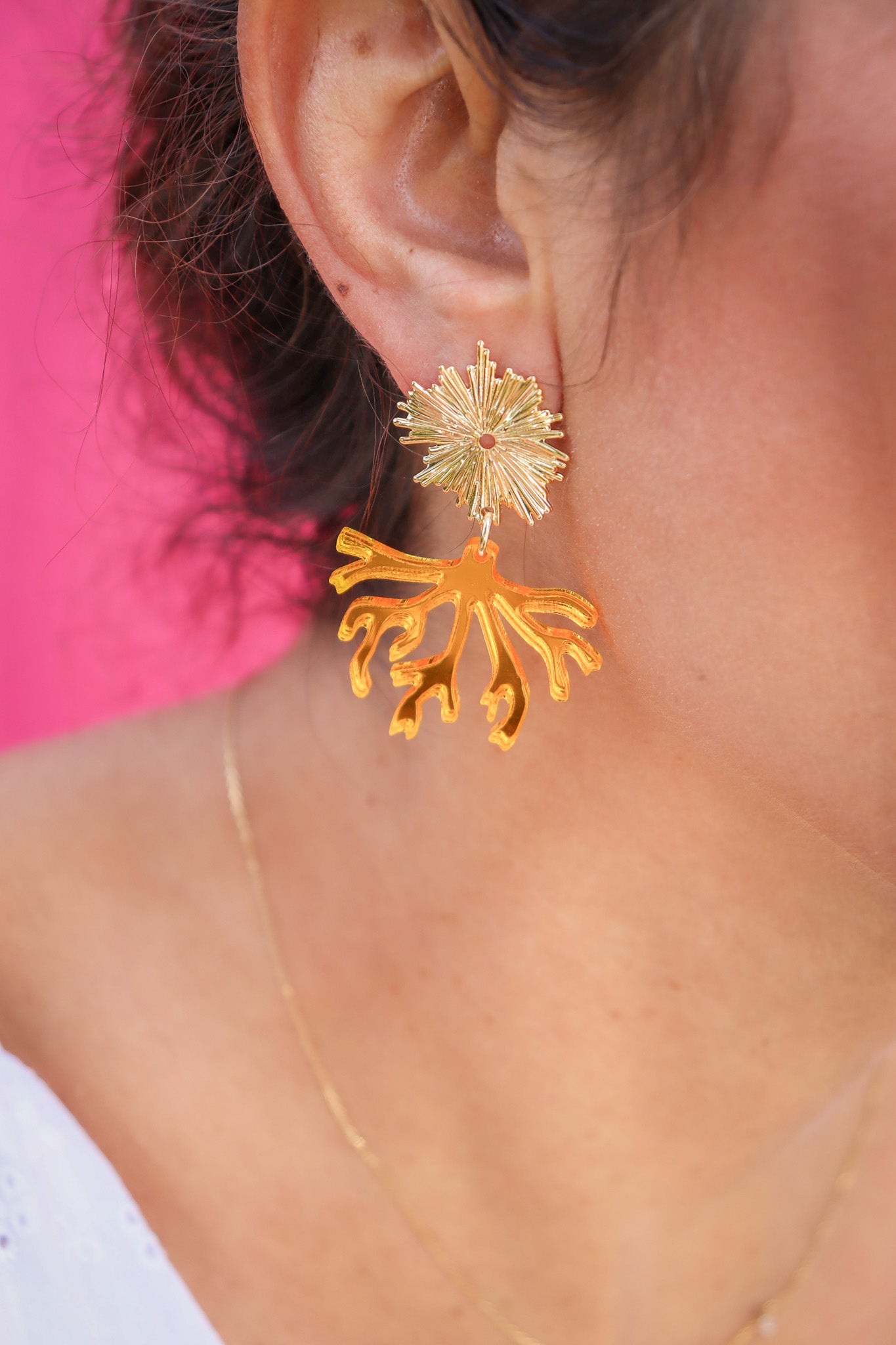 Boucles d'oreilles Corail Miroir Orange