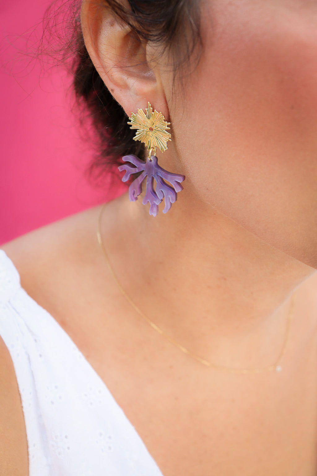 Boucles d'oreilles Corail Nacré Violet Rose