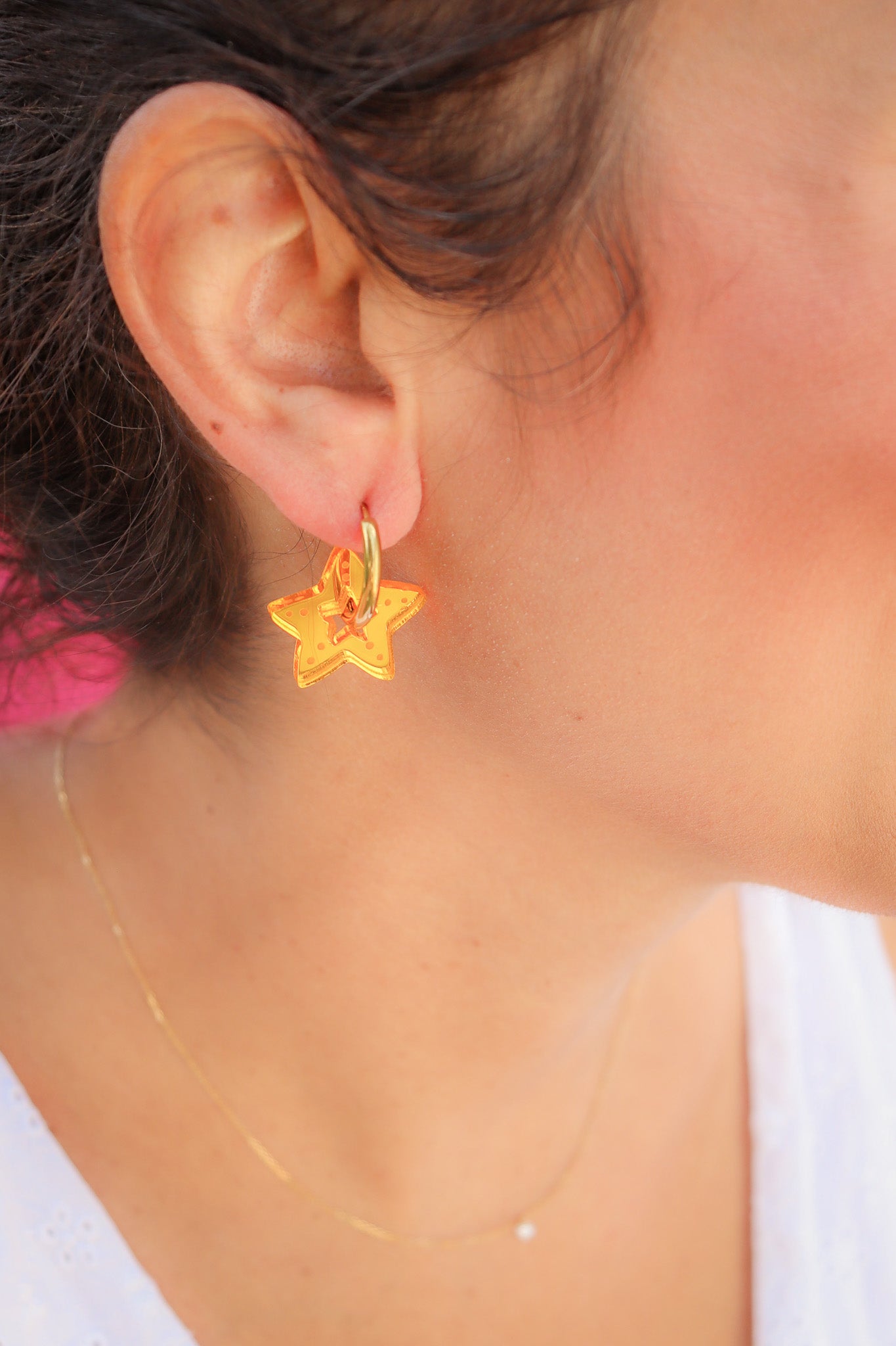 Créoles Star Miroir Orange