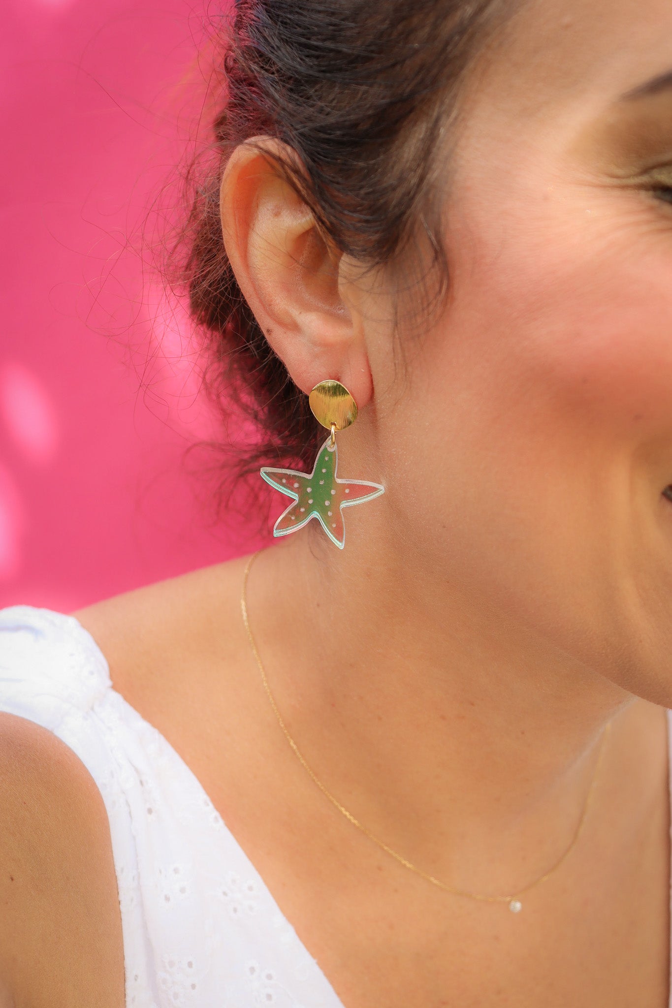 Boucles d'oreilles Etoile de mer Holographique