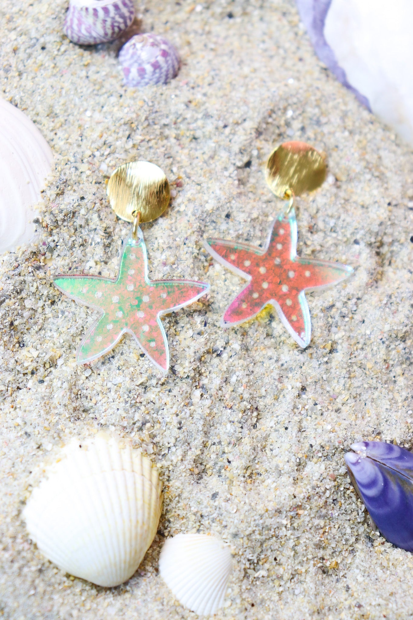 Boucles d'oreilles Etoile de mer Holographique