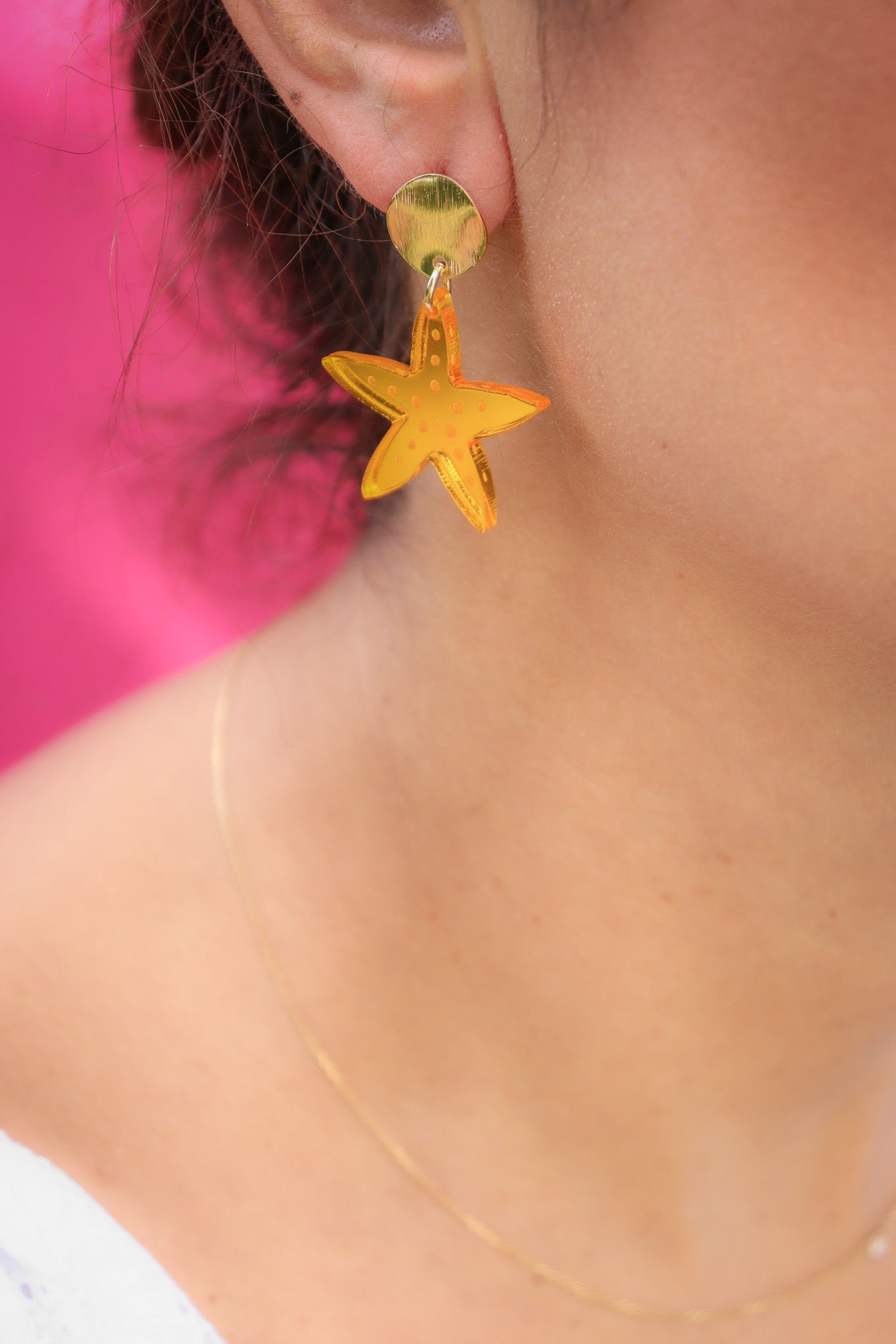 Boucles d'oreilles Etoile de mer Miroir Orange