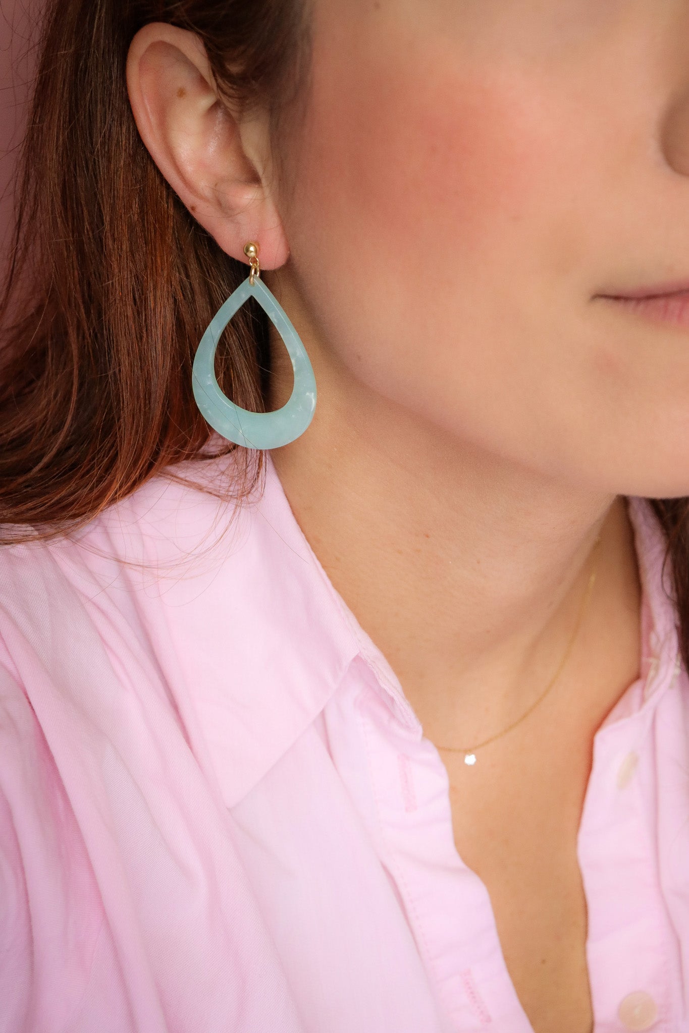 Boucles d'oreilles Gouttes vert d'eau