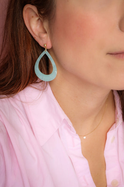 Boucles d'oreilles Gouttes vert d'eau