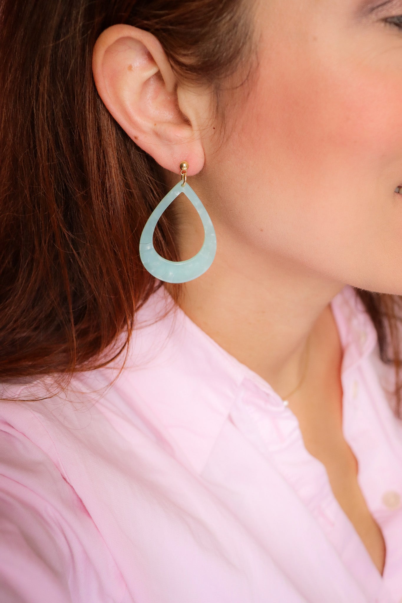 Boucles d'oreilles Gouttes vert d'eau