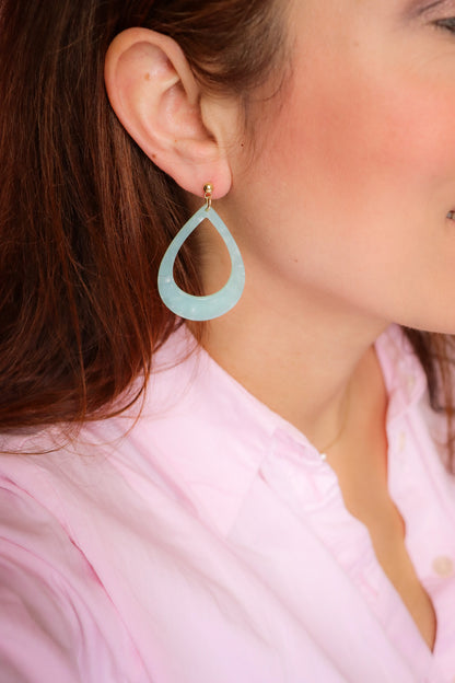 Boucles d'oreilles Gouttes vert d'eau