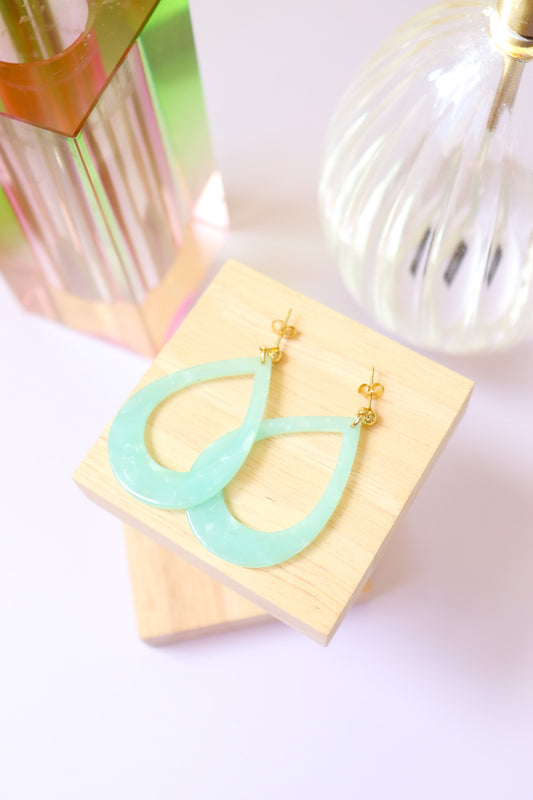 Boucles d'oreilles Gouttes vert d'eau
