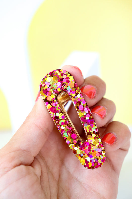 Barrette triangle Paillettes Joie Rouge