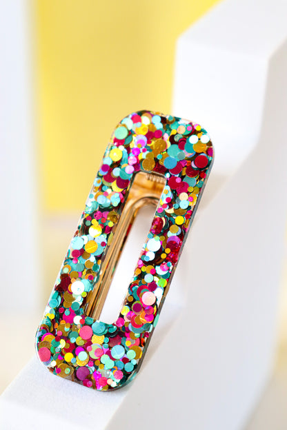 Barrette Rectangle Paillettes Joie Vert