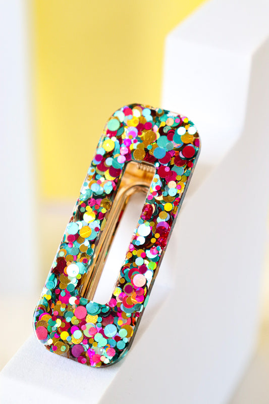 Barrette Rectangle Paillettes Joie Vert