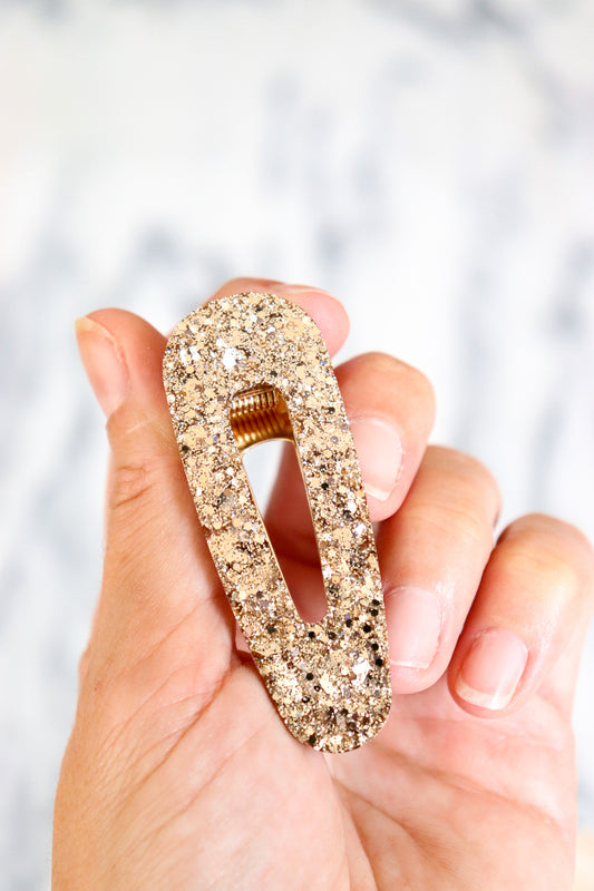 Barrette Triangle paillettes champagne
