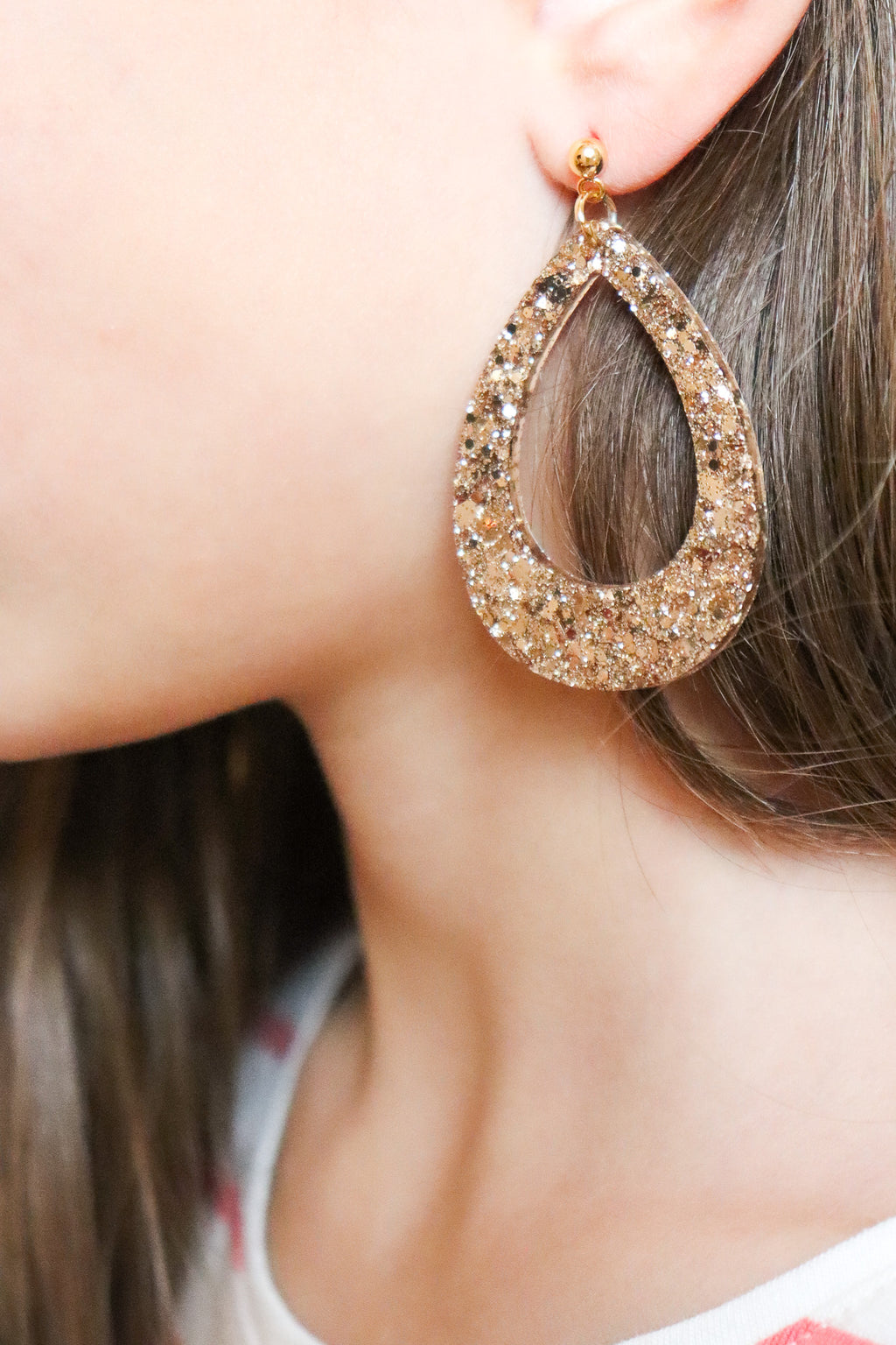 Boucles d'oreilles goutte paillettes champagne