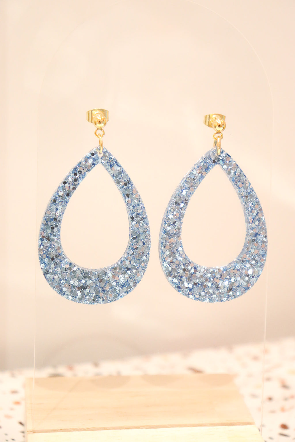 Boucles d'oreilles goutte bleu orage