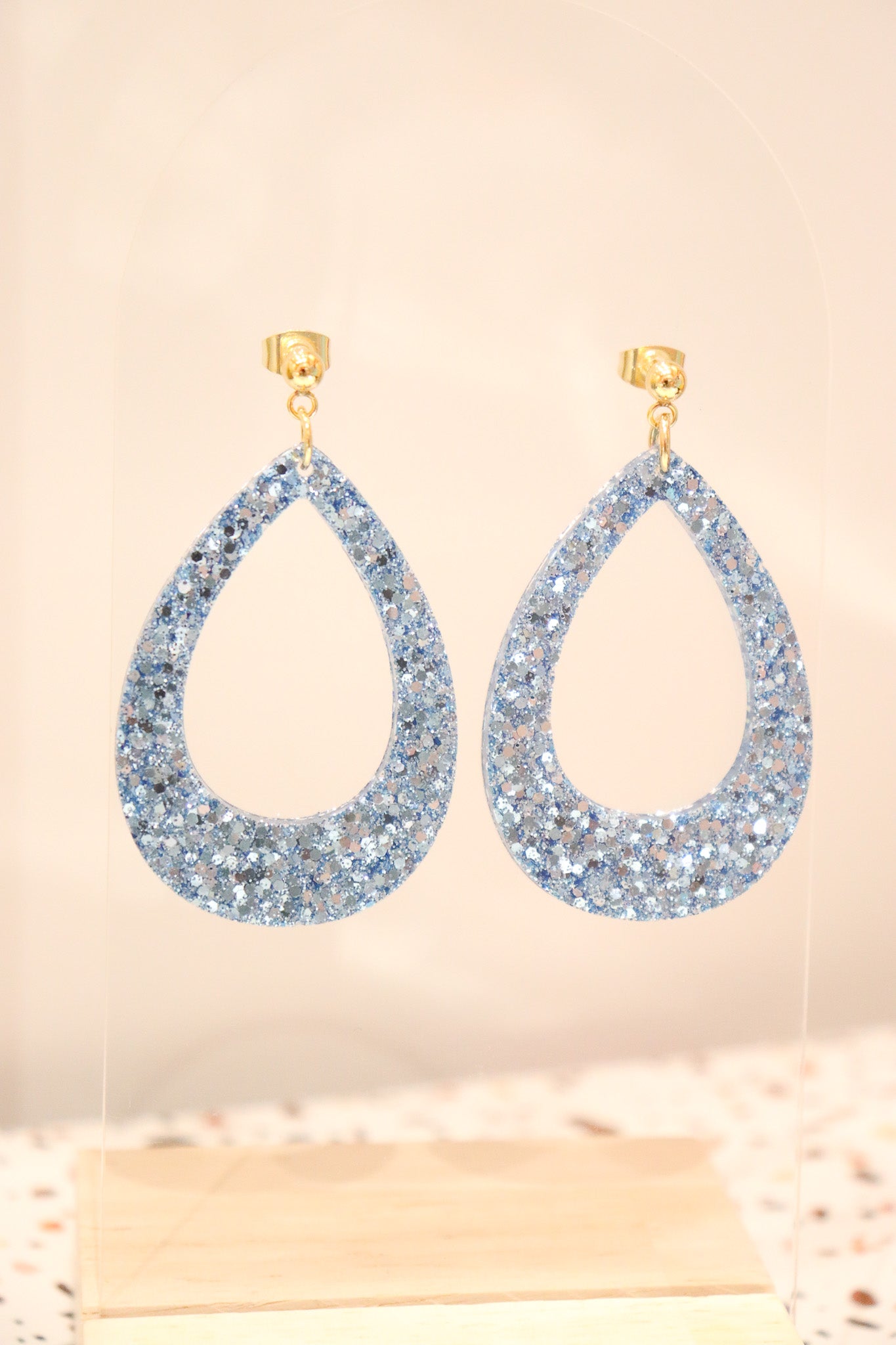 Boucles d'oreilles goutte bleu orage