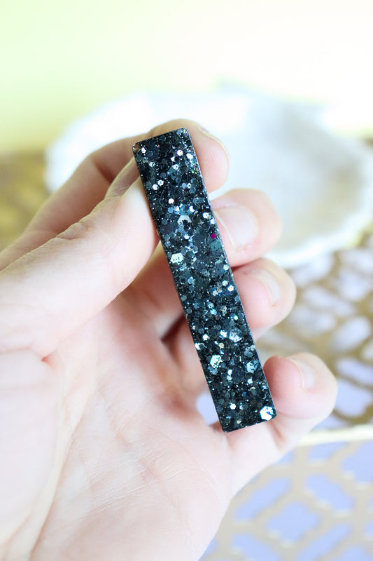 Barrette droite paillettes noires