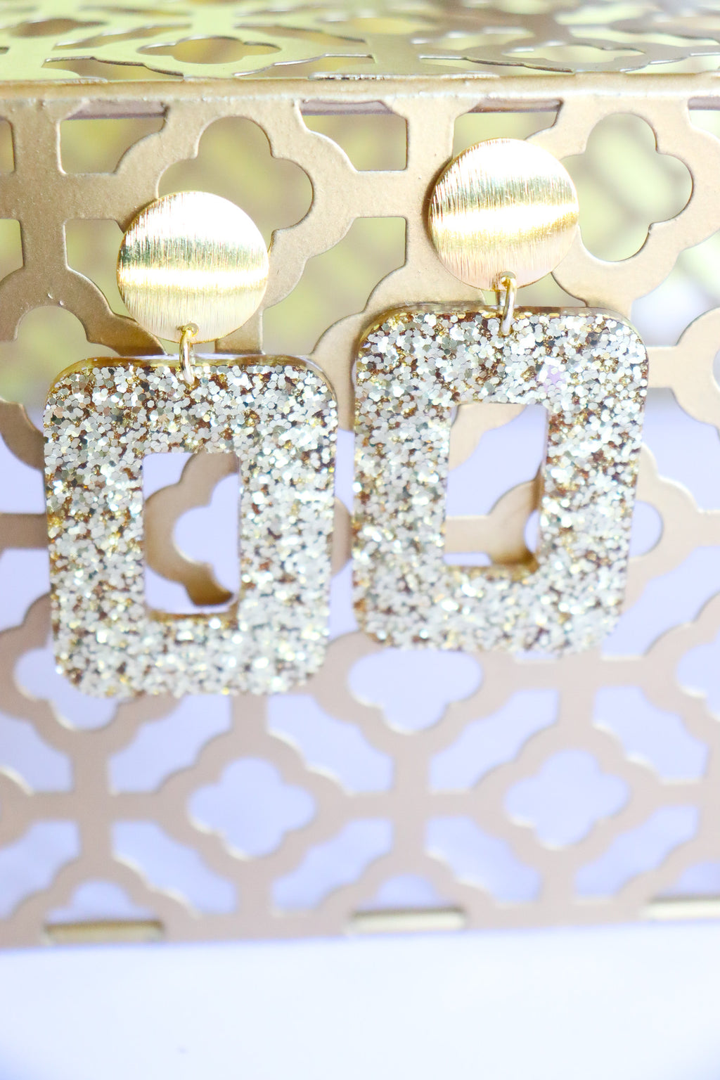 Boucles d'oreilles Rec paillettes or