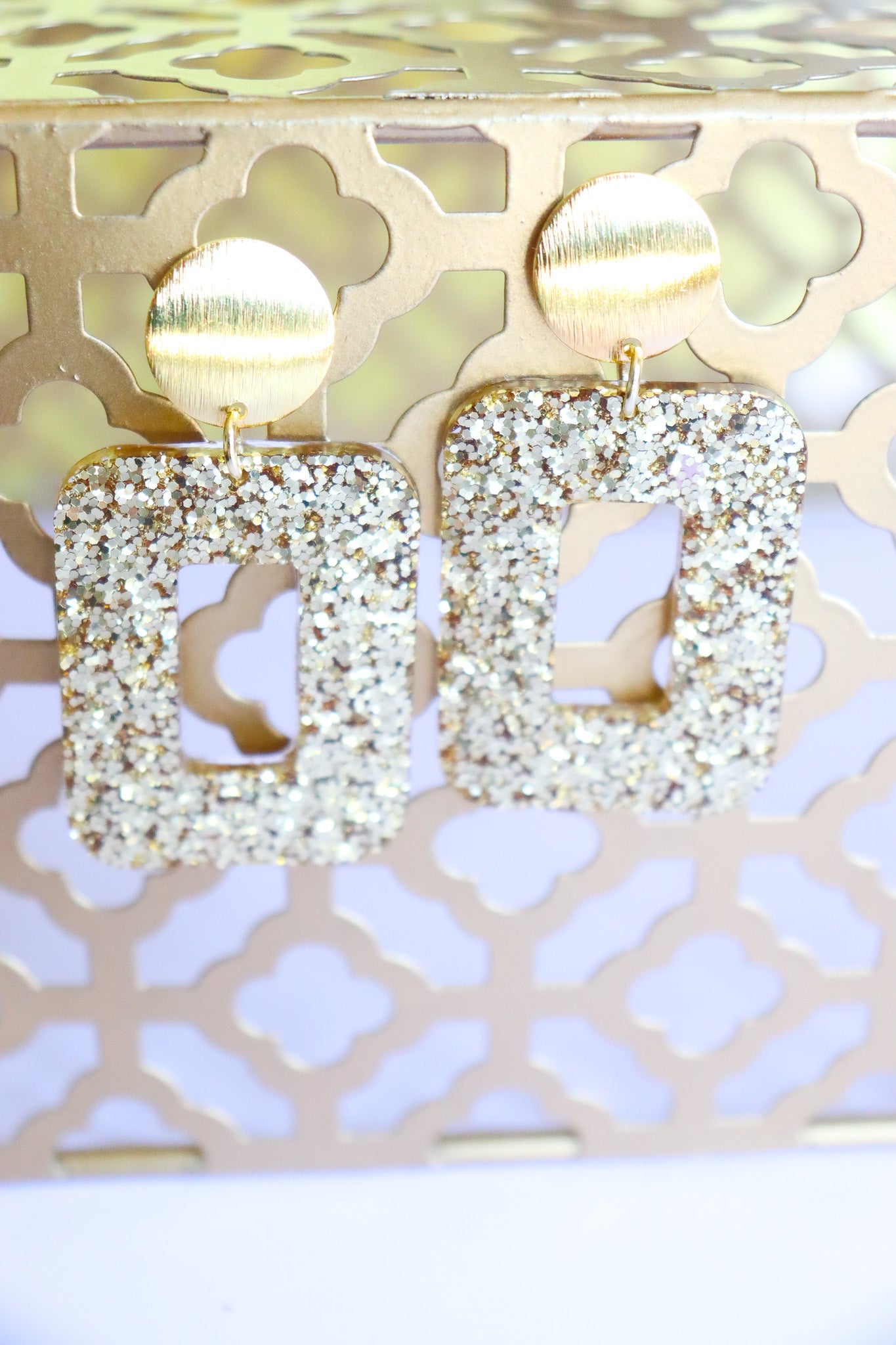 Boucles d'oreilles Rec paillettes or