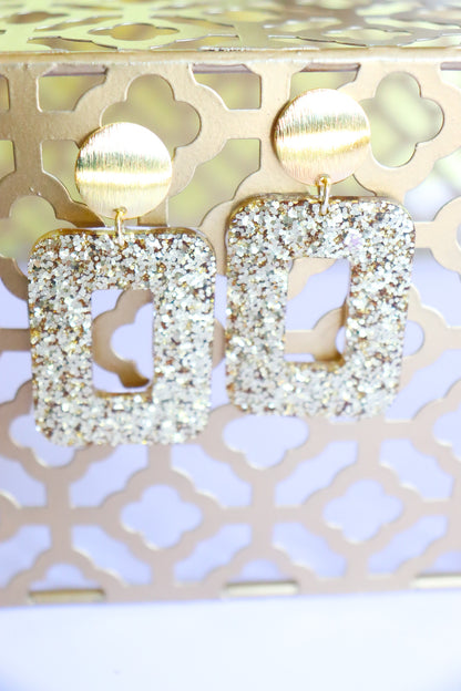 Boucles d'oreilles Rec paillettes or