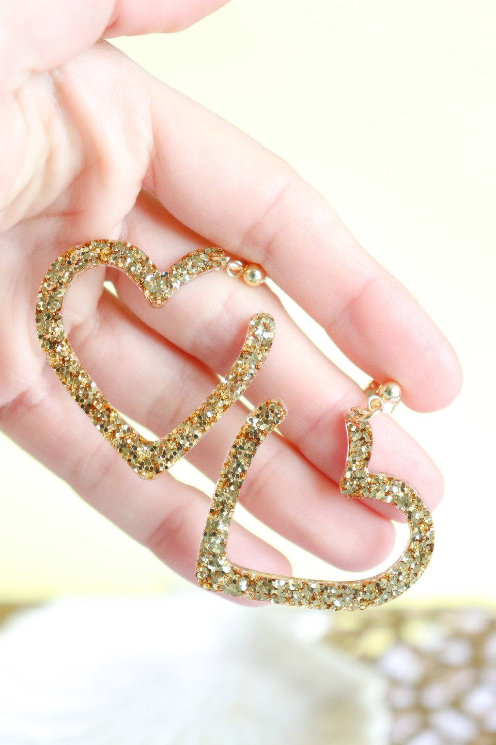 Boucles d'oreilles Coeur paillettes or