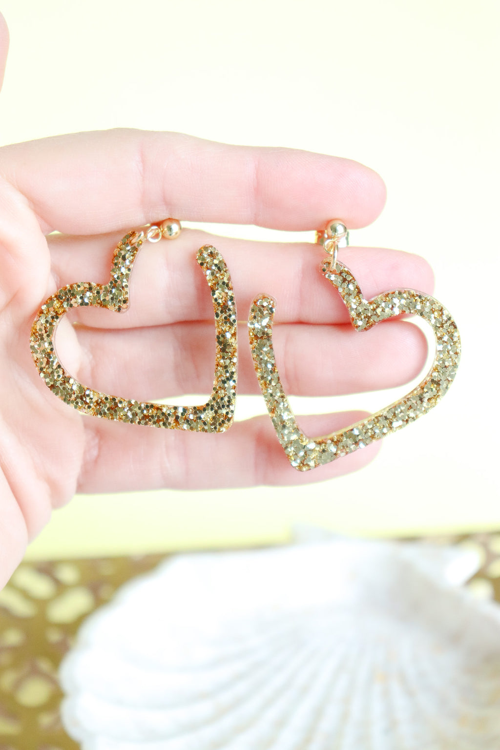 Boucles d'oreilles Coeur paillettes or