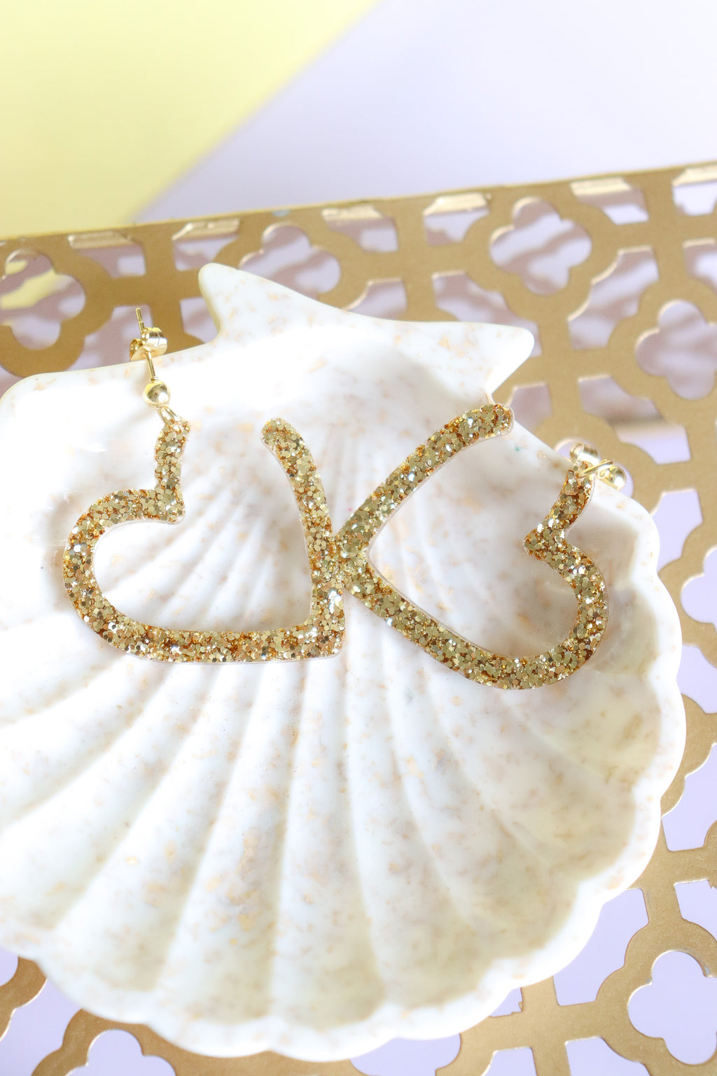 Boucles d'oreilles Coeur paillettes or