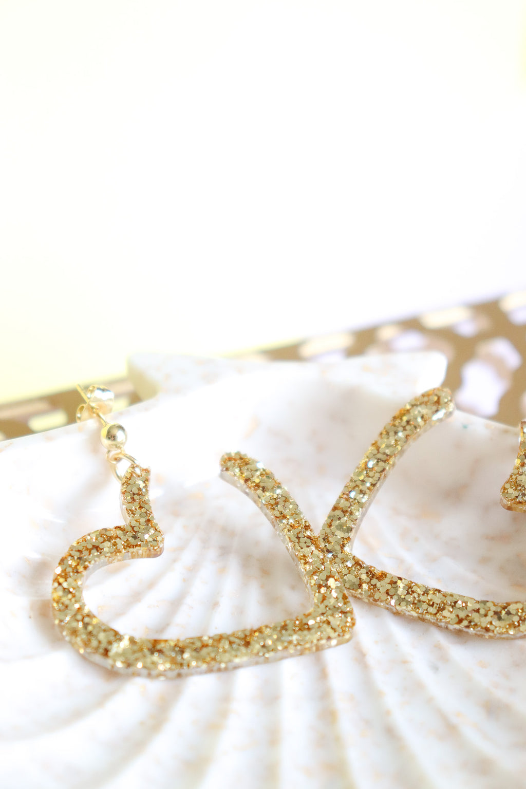 Boucles d'oreilles Coeur paillettes or