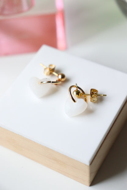 Boucles d'oreilles Lucie blanc nacré