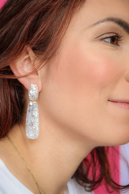 Boucles d'oreilles Gwen paillettes Blanc Glacier