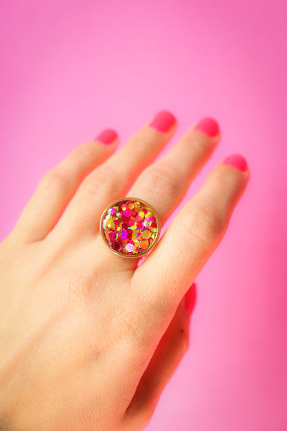 Bague ronde L joie rouge