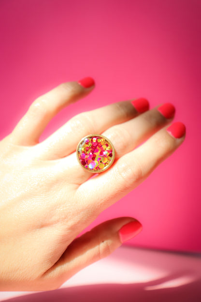 Bague ronde L joie rouge