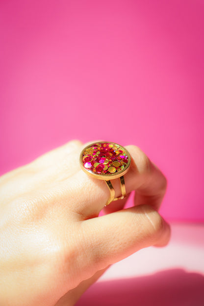 Bague ronde L joie rouge