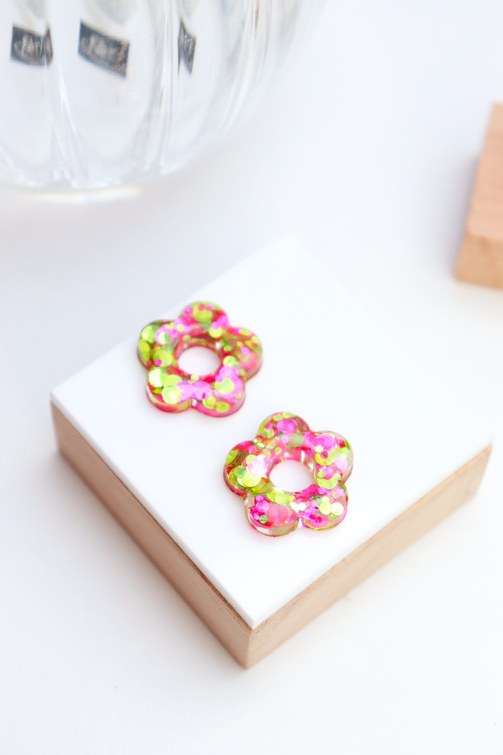 Créoles Isabelle paillettes citron rose