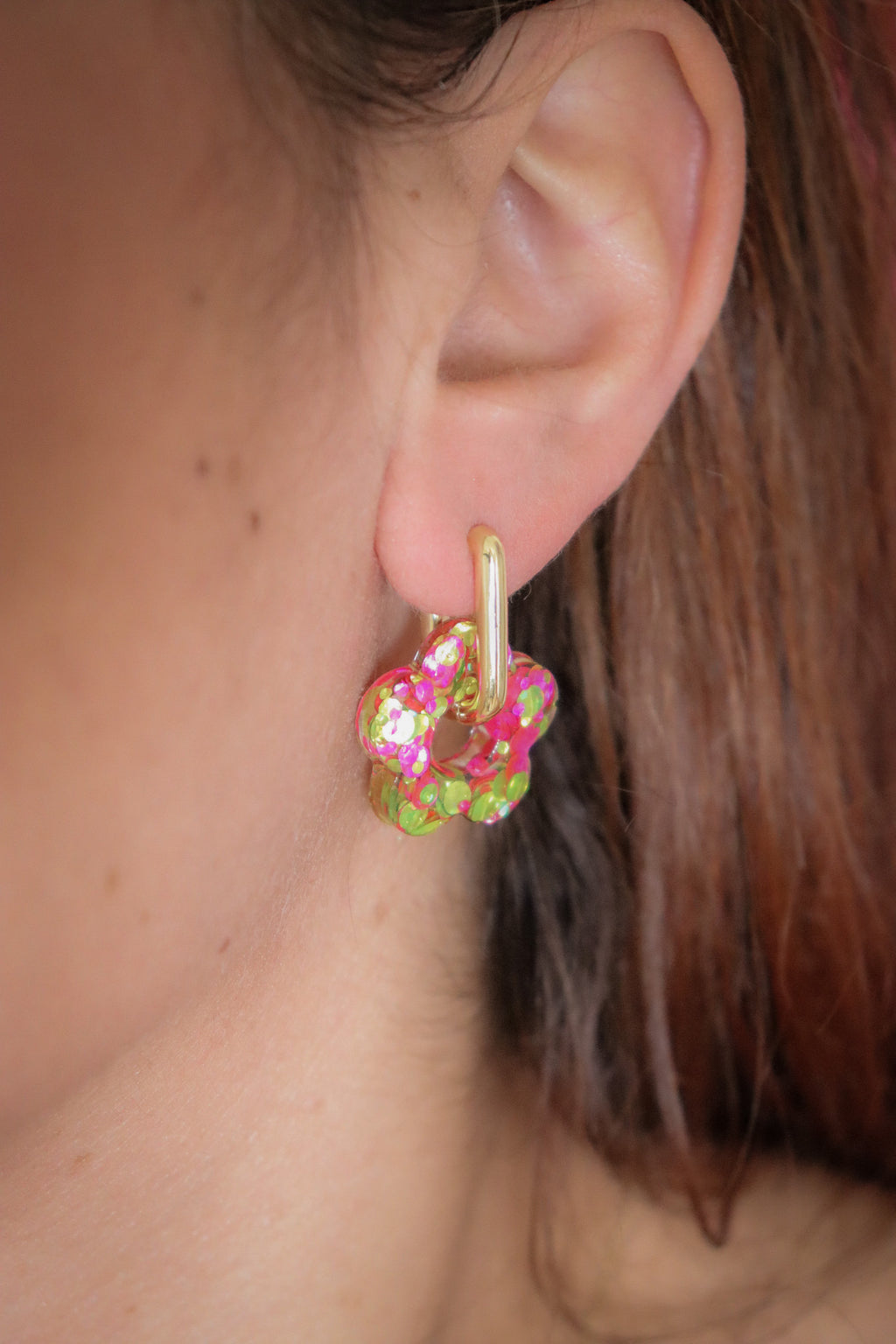 Créoles Isabelle paillettes citron rose