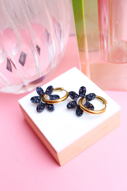 Boucles d'oreilles Jeanne Paillettes Noires