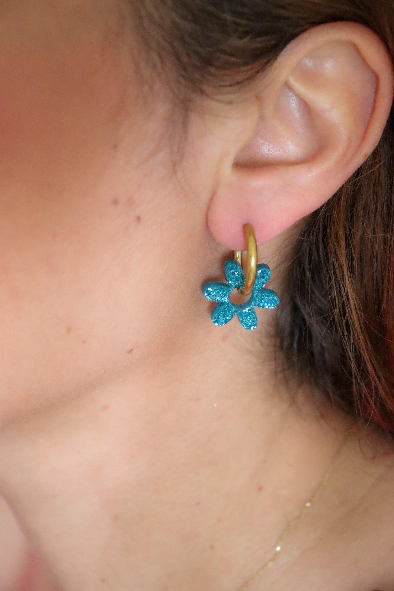 Créoles Jeanne Paillettes Bleues