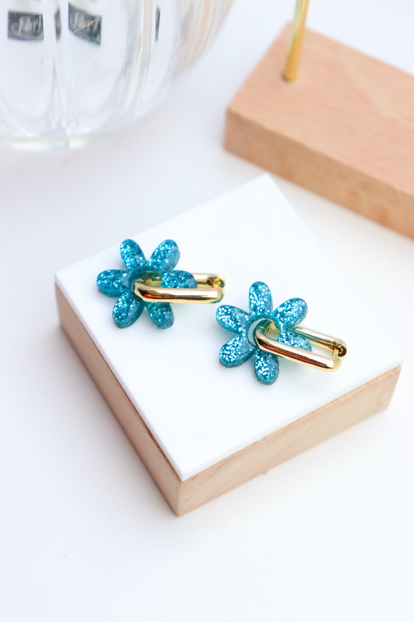 Créoles Jeanne Paillettes Bleues