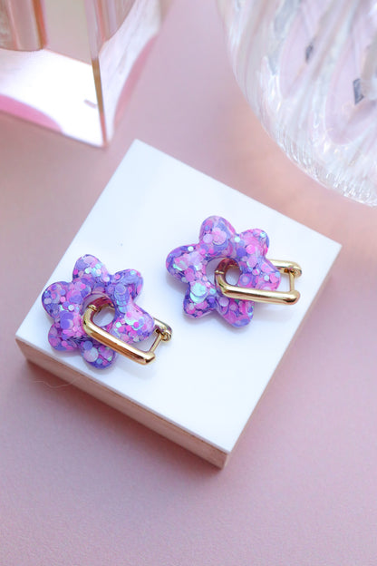 Boucles d'oreilles Jojo Confettis violet