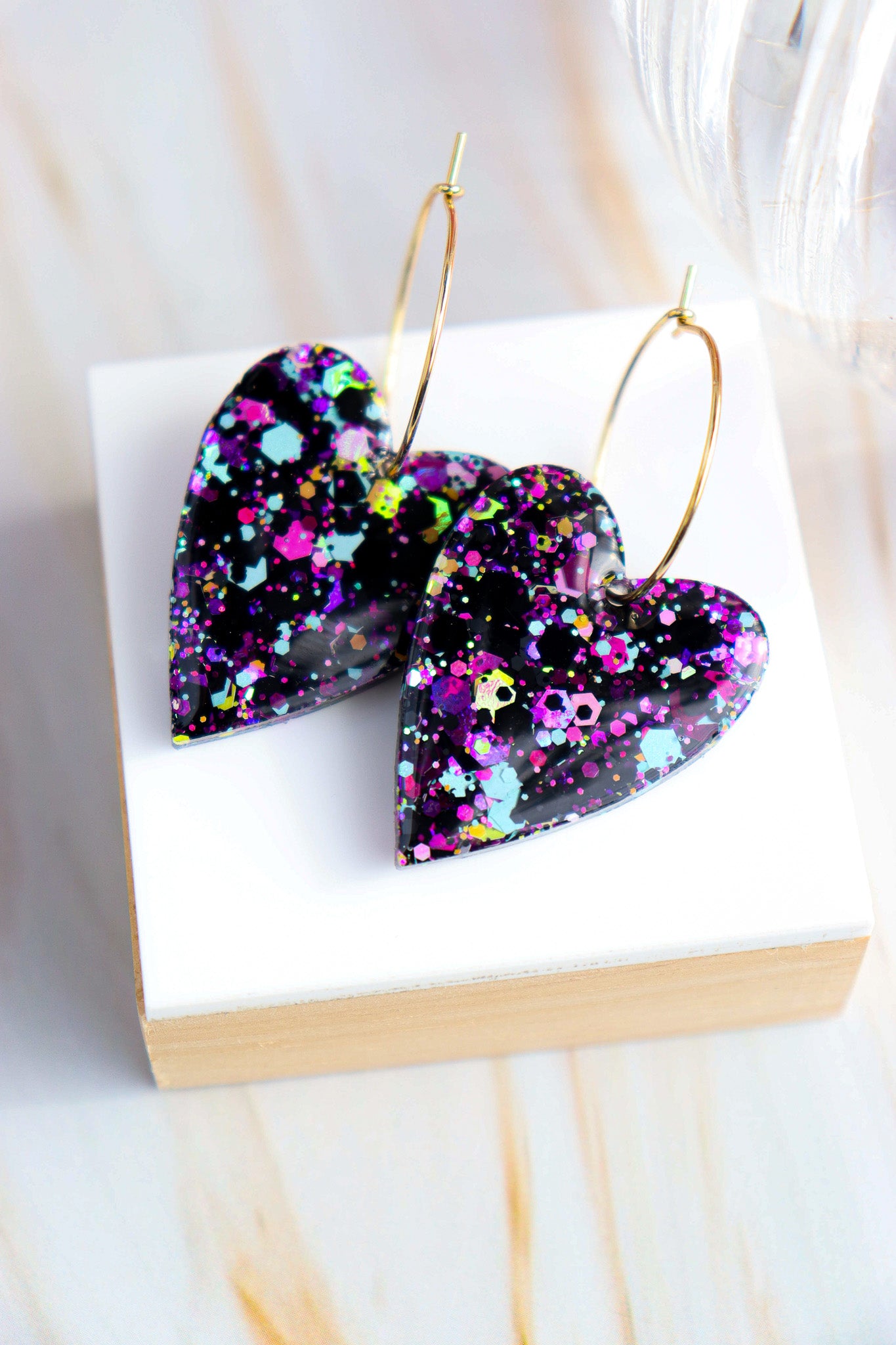 Boucles d'oreilles Mimi Noir Fluo