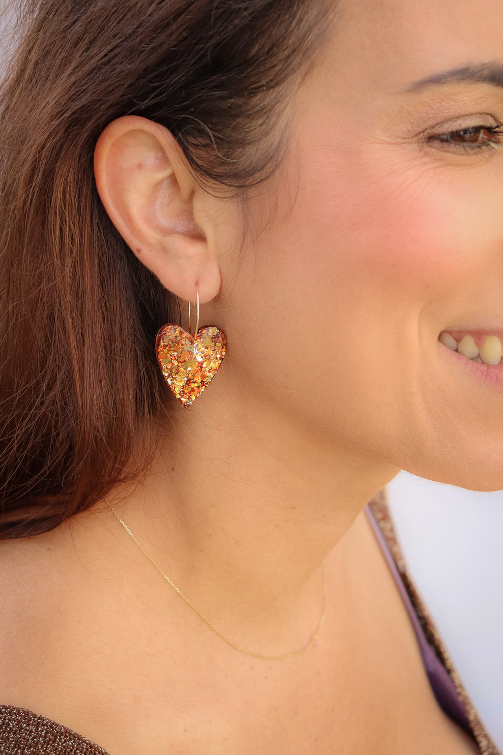 Boucles d'oreilles Mimi Paillettes Bronze