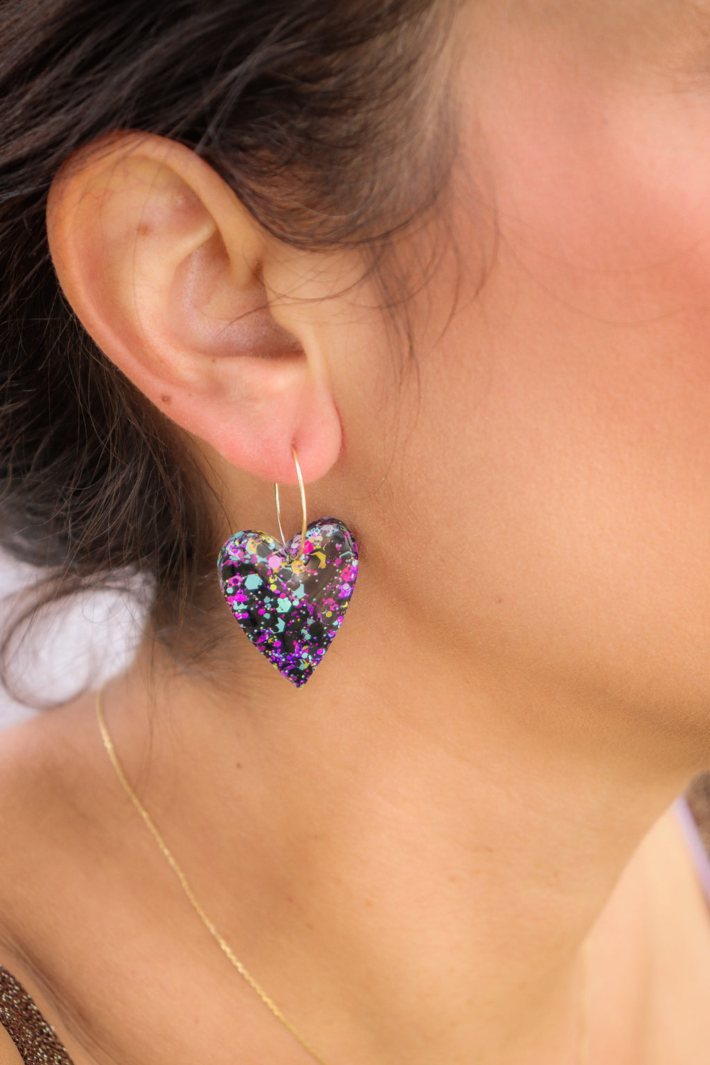 Boucles d'oreilles Mimi Noir Fluo