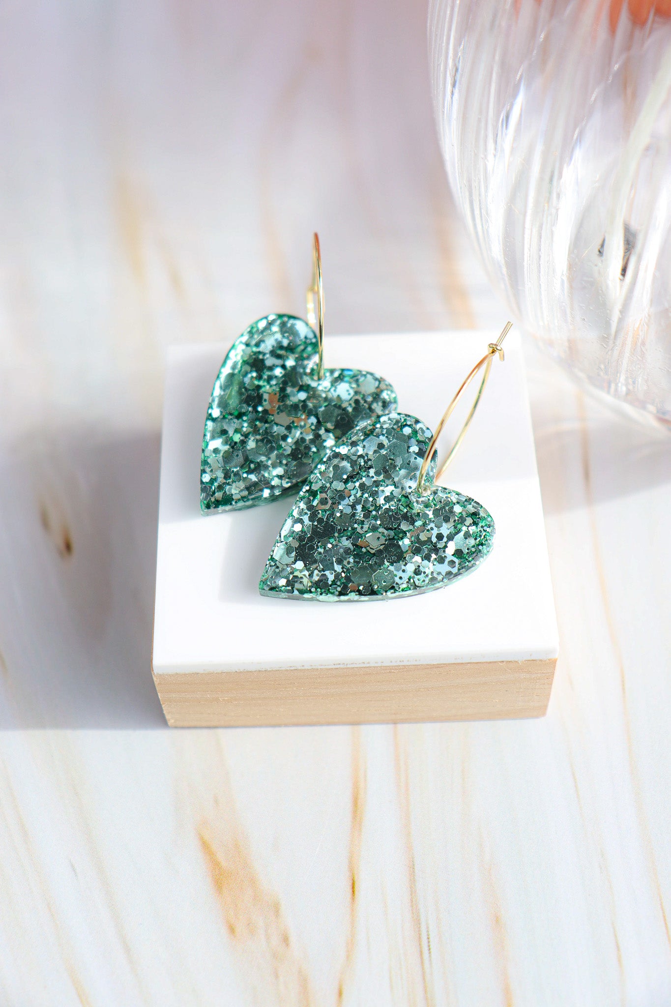 Boucles d'oreilles Mimi Paillettes Vert mousse holographique