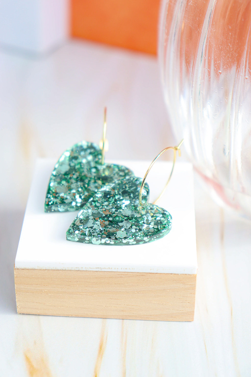 Boucles d'oreilles Mimi Paillettes Vert mousse holographique