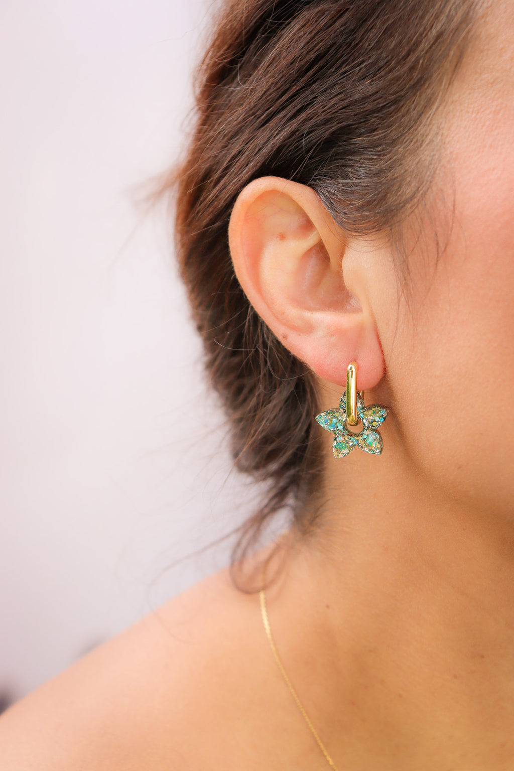 Créoles Naia Paillettes Champagne Turquoise