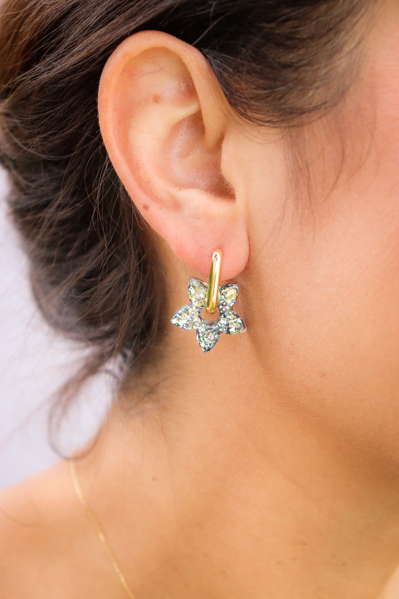 Créoles Naia Paillettes Vert holographique